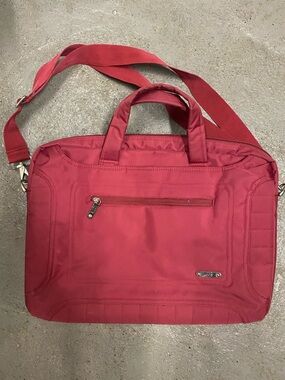 Roots Red Laptop Bag with Top Handles and Shoulder Strap